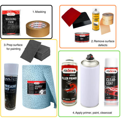 DIY vehicle spray paint fix kit