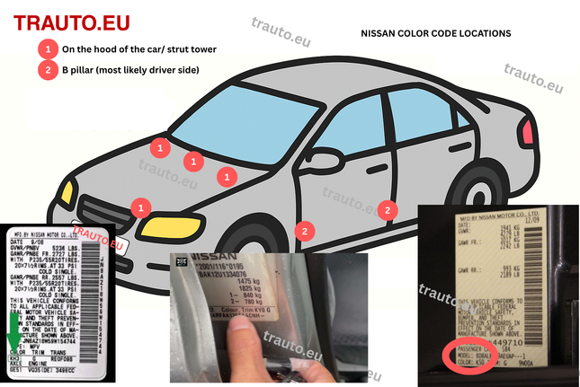 Guide how to find nissan color code location