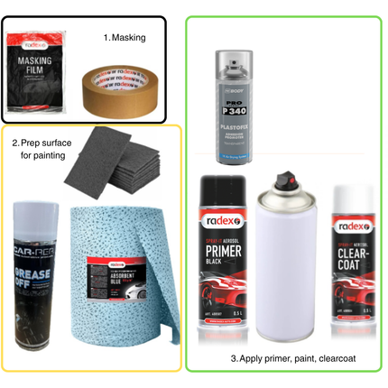 DIY plastic spray paint fix kit