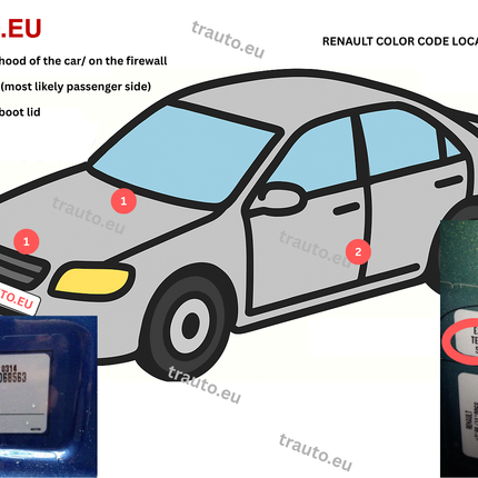 Guide how to find renault color code location