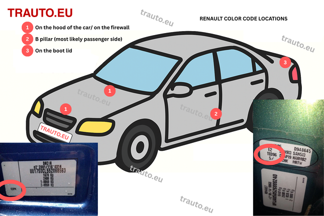 Guide how to find renault color code location