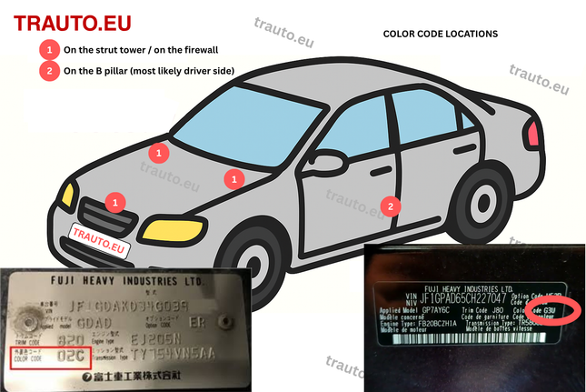guide how to find subaru paint code location