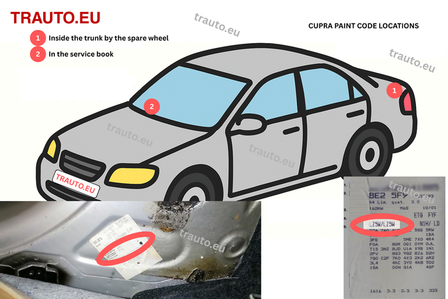 Guide how to find cupra paint code location