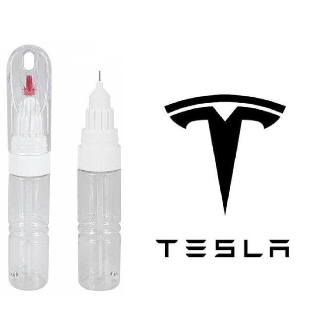 Tesla touch up paint with needle tip and brush
